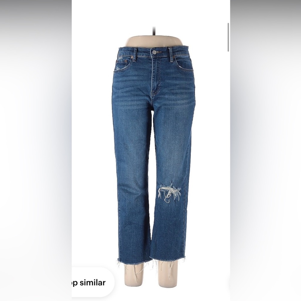 Pistola Blue Straight Leg Jeans with Distressed Detail